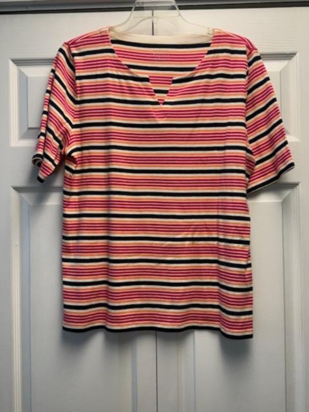 The Talbots Tee Striped Colorful Top - Sz XL
